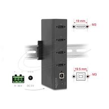 Delock Průmyslový rozbočovač ze 4 x USB 2.0 Typ-A s ochranou proti elektrostatickému výboji (ESD) až 15 kV,DIN