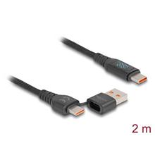 Delock Rychlonabíjecí kabel USB 2.0 ze zástrčkového rozhraní USB Type-C™ + USB Typ-A na zástrčkové rozhraní USB Type-C™