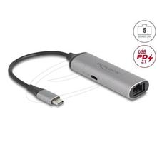 Delock Síťový adaptér USB Type-C™, 5 Gigabit LAN, 1 x RJ45 s Power Delivery, PD 3.1, 140 W