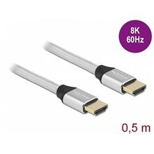 Delock Ultra vysokorychlostní HDMI kabel, 48 Gbps, 8K 60 Hz, stříbrná 0,5 m certifikovaný