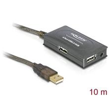 Delock USB 2.0 prodlužovací kabel 10 m aktivní s hubem 4 porty