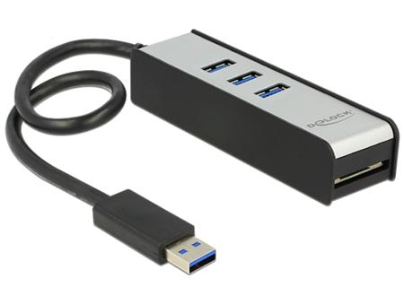 Delock USB 3.0 Externí Hub 3 Portový + 1 Slot