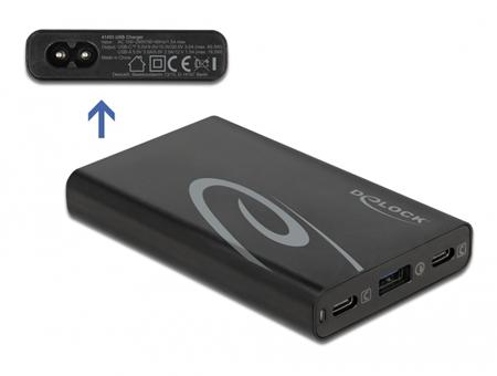 Delock USB nabíječka, 2 x USB Type-C™ PD 3.0 + 1
