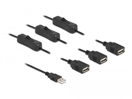 Delock USB Typ-A kabel, samec na 3 x USB Typ-A