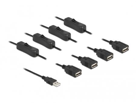 Delock USB Typ-A kabel, samec na 4 x USB Typ-A