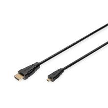 Digitus HDMI High Speed s Ethernetem připojovací kabel HDMI / D na HDMI / A ( standard na micro) , 1m, zlacené kontakty