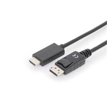 Digitus kabelový adaptér DisplayPort, DP - HDMI typu A, M / M, 2,0 m, s blokováním, DP 1.2_HDMI 2.0, 4K / 60Hz, CE, bl