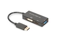 Digitus Mini DisplayPort Kabelový  převodník , mDP - HDMI + DVI + VGA M-F / F / F, 0,2m, multimediální kabel 3 v 1, CE,