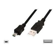 Digitus USB 2.0 connection cable, type  A - mini B (5pin) M/M, 3.0m, USB 2.0 conform, UL, bl