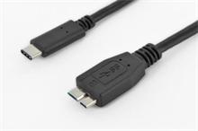 Digitus USB 3.1 Type-C připojovací kabel, typ C na mikro B, m / m, 1,8 m, vysokorychlostní, UL, bl