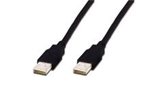 Digitus USB kabel A / samec na A / samec, 2x stíněný, černý, Měď, 1,8m