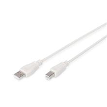 Digitus USB kabel A/samec na B-samec, 2x stíněný, Měď, béžový, 5m 