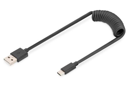 DIGITUS USB Typ A na USB Typ C Pružinový kabel