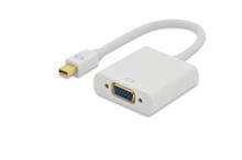 Ednet DisplayPort adapter cable, mini DP - HD15, M/F, 0.15m, DP 1.1a compatible, UL, CE, wh, gold