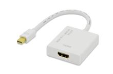 Ednet DisplayPort adapter cable, mini DP - HDMI type A, M/F, 0.2m, 4K, active converter, UL, CE, wh, gold