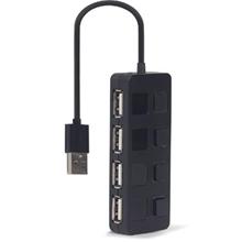 GEMBIRD USB 2.0 4portový hub s vypínači – černý