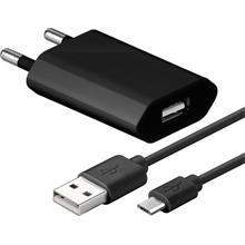 goobay Napájecí a nabíjecí adaptér 230V na USB, ultra slim, 1A s USB micro kabelem 1m ,černý