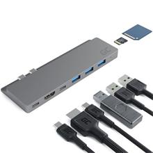 Green Cell HUB Connect60 8in1 adaptér (Thunderbolt 3, USB-C, HDMI, 3x USB 3.0, SD, microSD) pro MacBook Pro 13"/15" 201