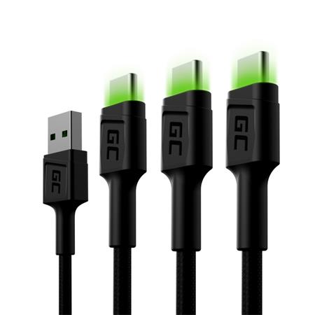 Green Cell Set 3x Cable GC Ray USB-C 200cm Cable