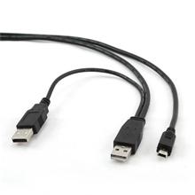 Kabel CABLEXPERT USB A-MINI 5PM 2.0 1m DUÁLNÍ pro extra napájení