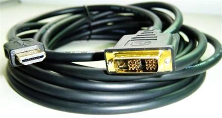 Kabel HDMI-DVI 5m, 1.3, M / M stíněný, zlacené kon
