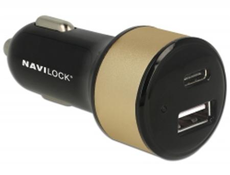 Navilock Autonabíječka 1 x USB Type-C™ + 1 x USB