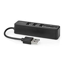 Nedis CCGB60250BK01 - USB hub | 1x USB-A | 3x USB A Zásuvka | 5 Portů port(s) | USB 2.0 | Napájení z USB | SD & MicroSD