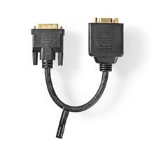 Nedis CCGP32952BK02 - Kabel DVI s Adaptérem | DVI-I 24+5-pin Zástrčka - 2× VGA Zásuvka | 0,2 m | Černá barva