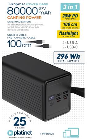 PLATINET POWER BANK 80000 MAH 20W