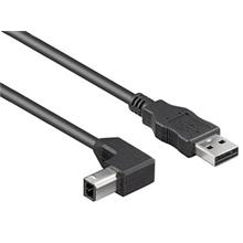 PremiumCord Kabel USB 2.0, A-B, 5m se zahnutým USB-B konektorem 90°