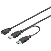 PremiumCord USB 3.0 napájecí Y kabel A/M + A/M --