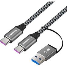 PremiumCord USB-C kabel ( USB 3.2 GEN 2, 5A, 100W, 20Gbit/s ) bavlněný oplet, 2m