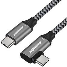 PremiumCord USB-C zahnutý kabel ( USB 3.2 GEN 2, 3A, 60W, 20Gbit/s ) 0,5m hliníkové krytky konektorů, bavlněný oplet