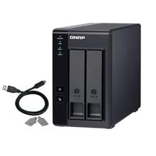 QNAP 2-bay 3.5" SATA HDD USB 3.1 Gen2 10Gbps type-C hardware RAID external enclosure. USB-C to USB-A cable included. Ex