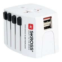 Skross SKR1302930 - Cestovní adaptér MUV USB, 2-pólový, 2x USB 2.4A nabíječka, bílý
