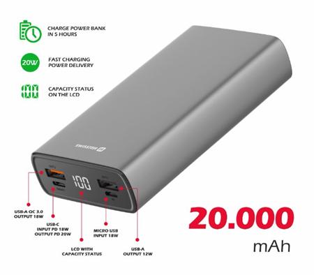 SWISSTEN ALUMINUM POWER BANK 20000