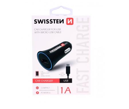 SWISSTEN CAR CHARGER WITH USB 1A POWER + CABLE