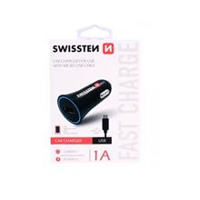 SWISSTEN CAR CHARGER WITH USB 1A POWER + CABLE MICRO USB