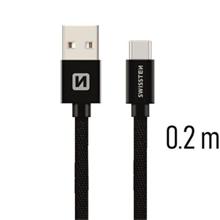 SWISSTEN DATA CABLE USB / MICRO USB TEXTILE 0,2M BLACK