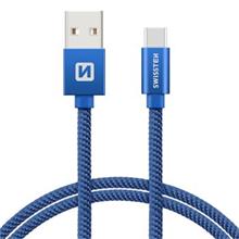 SWISSTEN DATA CABLE USB / USB-C TEXTILE 0,2M BLUE