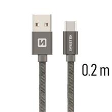 SWISSTEN DATA CABLE USB / USB-C TEXTILE 0,2M