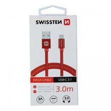 SWISSTEN DATA CABLE USB / USB-C TEXTILE 3,0M RED