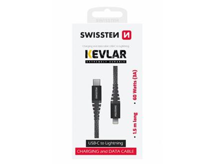 SWISSTEN DATOVÝ KABEL KEVLAR USB-C / LIGHTNING