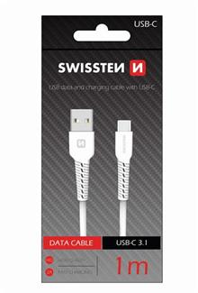 SWISSTEN DATOVÝ KABEL USB / USB-C 1,0 M BÍLÝ