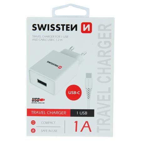 SWISSTEN SÍŤOVÝ ADAPTÉR SMART IC 1x USB 1A POWER