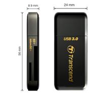 Transcend USB 3.0 čtečka paměťových karet, černá - SD, SDHC (UHS-I), SDXC (UHS-I), microSDHC (UHS-I), microSDXC (UHS-I)