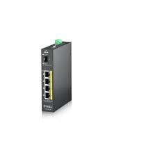 Zyxel RGS100-5P, 5-port Gigabit switch: 4x GbE + 1x SFP, PoE (802.3at, 30W), Power budget 120W, DIN rail/Wall mount, IP